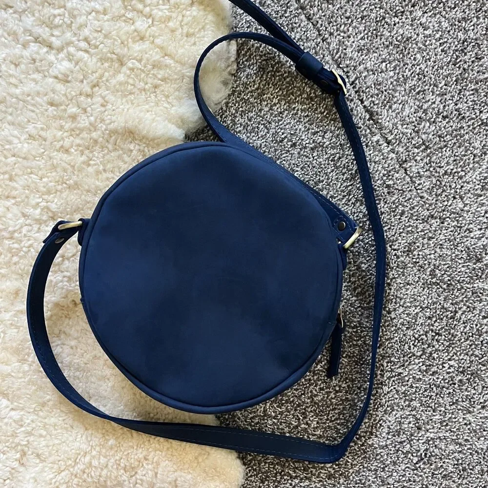 Portland Leather Goods Indigo Blue Circle Leather Crossbody Bag